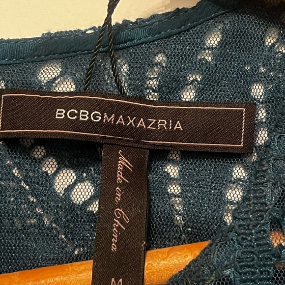 BCBGMAXAZRIA DARK TEAL ASTRID STRIPED SILK Lace Sz M DRESS LUB62J64/M910A NEW - Picture 6 of 8